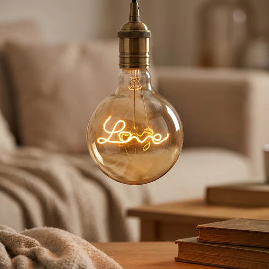 LEDSone Ampoule LED Vintage E27 G125 4W - Filament "Love" Verre Ambré ~ 1042