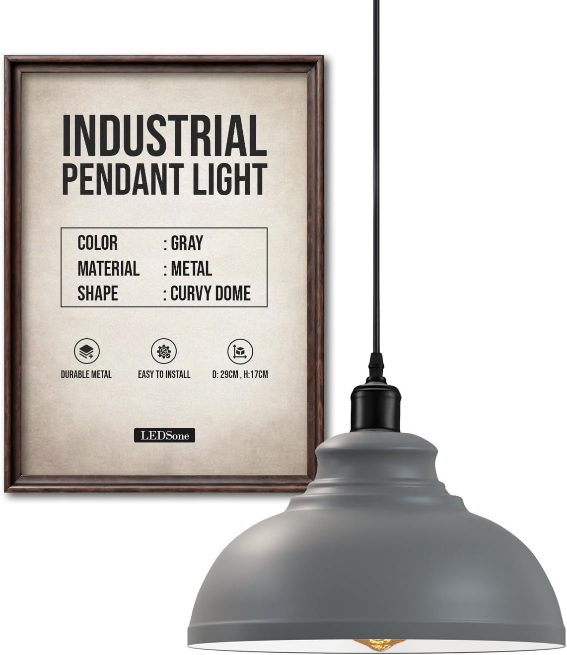 Luminaire suspendu gris pour salle à manger