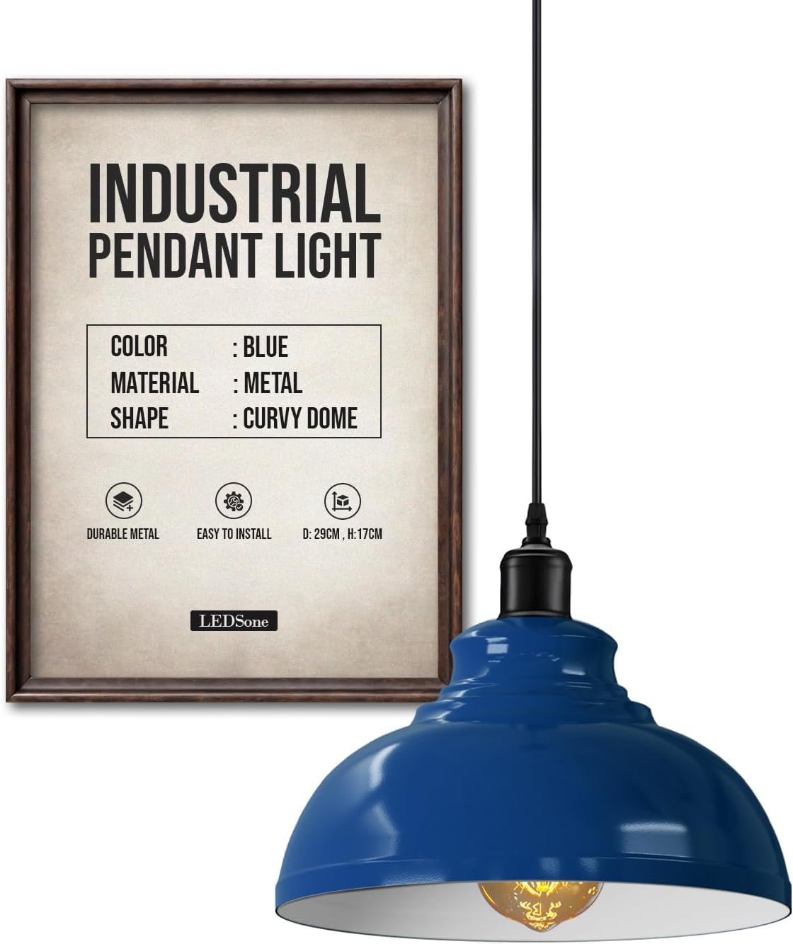 Luminaire suspendu salle à manger Nevy Bleu Blanc