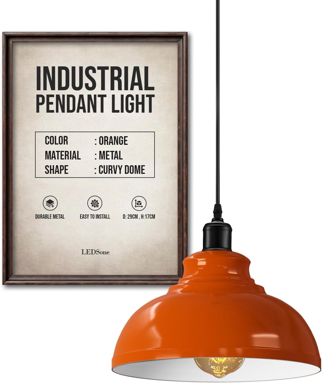 Luminaire suspendu salle à manger orange