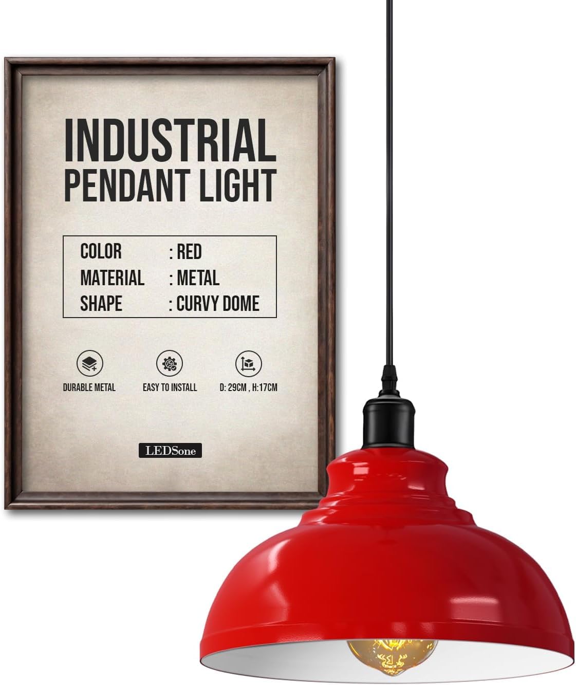 Luminaire suspendu salle à manger rouge blanc