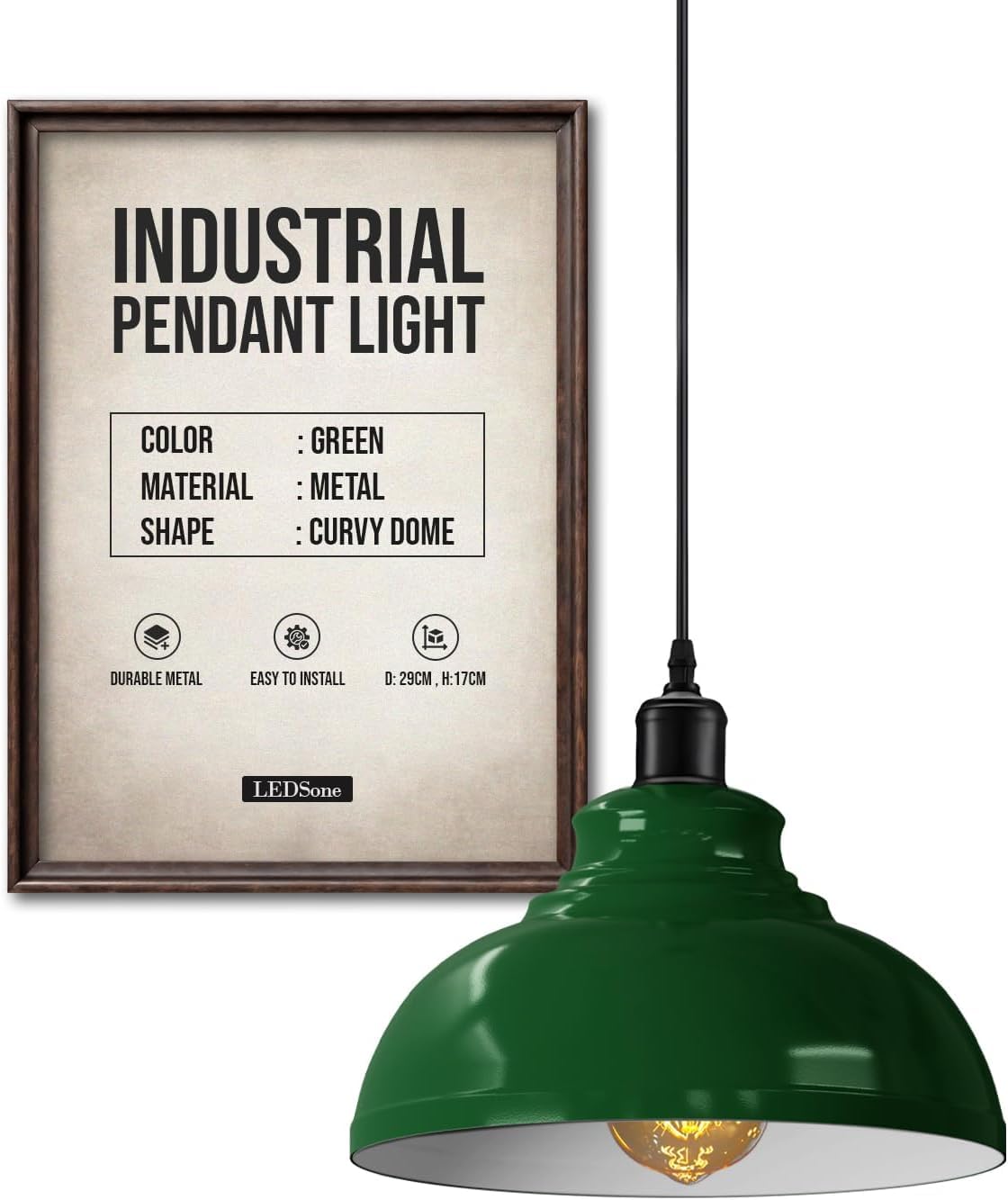 Luminaire suspendu vert pour salle à manger
