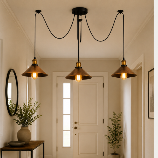 plafonnier araignée réglable
lampe industrielle loft
luminaire multi-têtes salon
