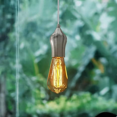 Support ampoule E27 industriel en nickel satiné