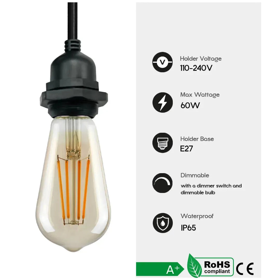 Suspension d'extérieur noire IP65