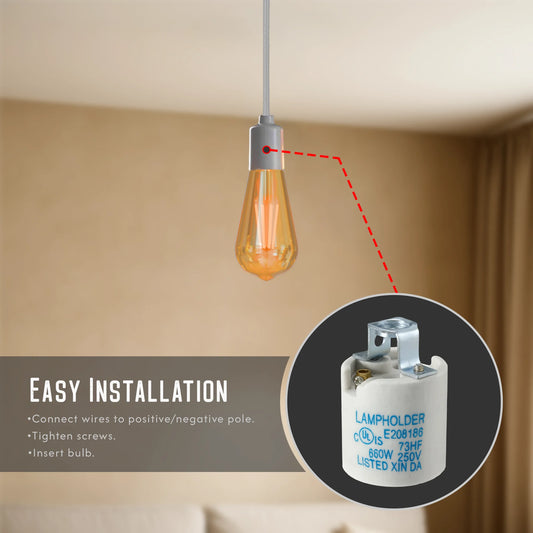 LEDSone Support Ampoule Plafond E27 – Douille Céramique Résistante à la Chaleur ~2125