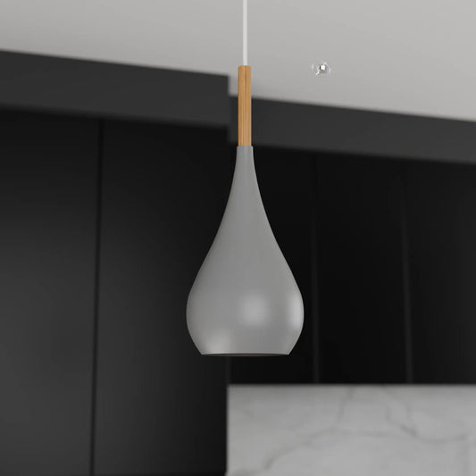 Suspension Plafonnier Gris, Style Rétro, Métal - Idéal pour Salon