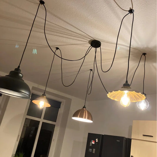 Plafonnier suspension lustre industriel lampe araignée ~1528