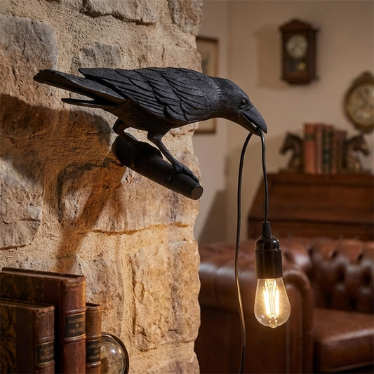 Applique Murale Corbeau - Lampe de Table Oiseau Résine Noire E27 - LEDSone ~1610