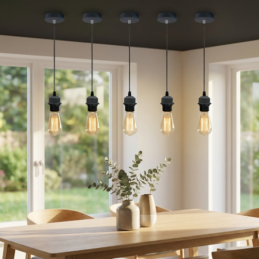 LEDSone Lot de 5 suspension plafonnier support lampe E27 vintage ~2146