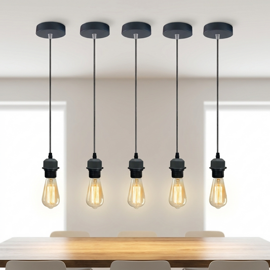 LEDSone Lot de 5 suspension plafonnier support lampe E27 vintage ~2146