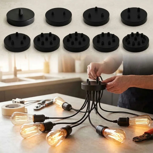 LEDSone Rosace de Plafond en Métal Noir 1 à 9 Sorties pour Suspension et Lustre 120mm~1942