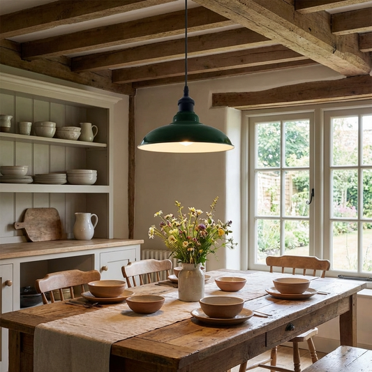 industriel Vintage 32 cm vert pendentif rétro abat-jour