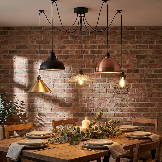 Suspension LED Vintage 5 Têtes – Lustre Araignée Réglable en Hauteur pour Salon et Salle à Manger ~1553