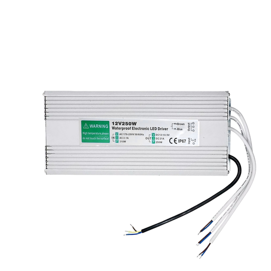 Transformateur LED étanche IP67 12V pour extérieur.