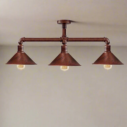 Suspension Industrielle 3 Lampes Style Steampunk – Luminaire Rétro pour Îlot de Cuisine & Bar~1794
