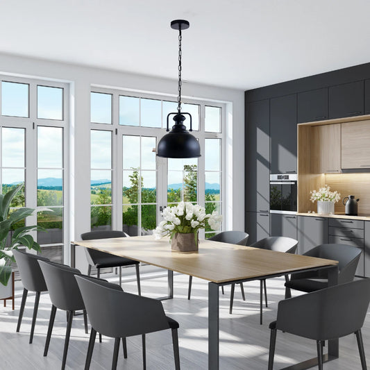 Plafonnier | Lampe Noir Rond E27