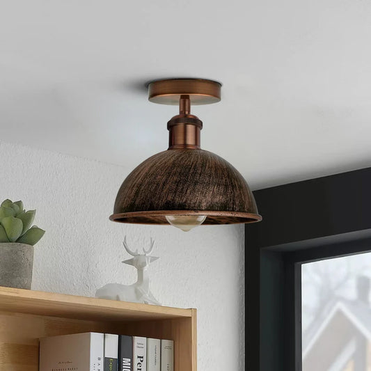 Abat-jour métal couleur rustique plafonnier vintage rétro encastré cuivre brossé ~1785