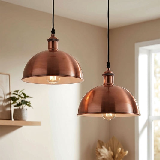 LEDSone Suspension Vintage Cuivre E27 – Plafonnier Métal Rétro 1m ~1560