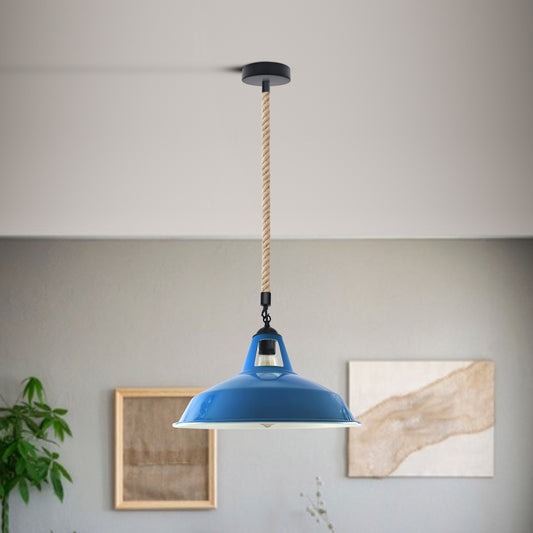 Lampe suspendue au plafond en métal industriel, corde de chanvre de 1m, ~ 5446