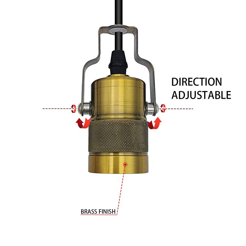 Vintage Industrial Style 1m Yellow Brass Ceiling E27 Pendant Lamp Holder Fitting-Details