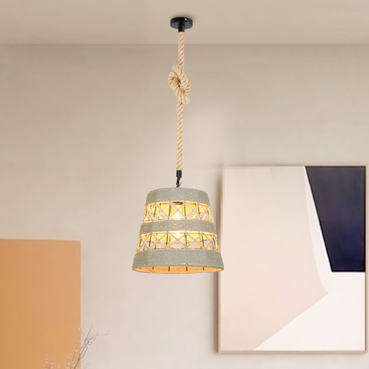 Vintage industriel Loft chanvre corde fer pendentif plafonnier lampe rétro ~ 2712