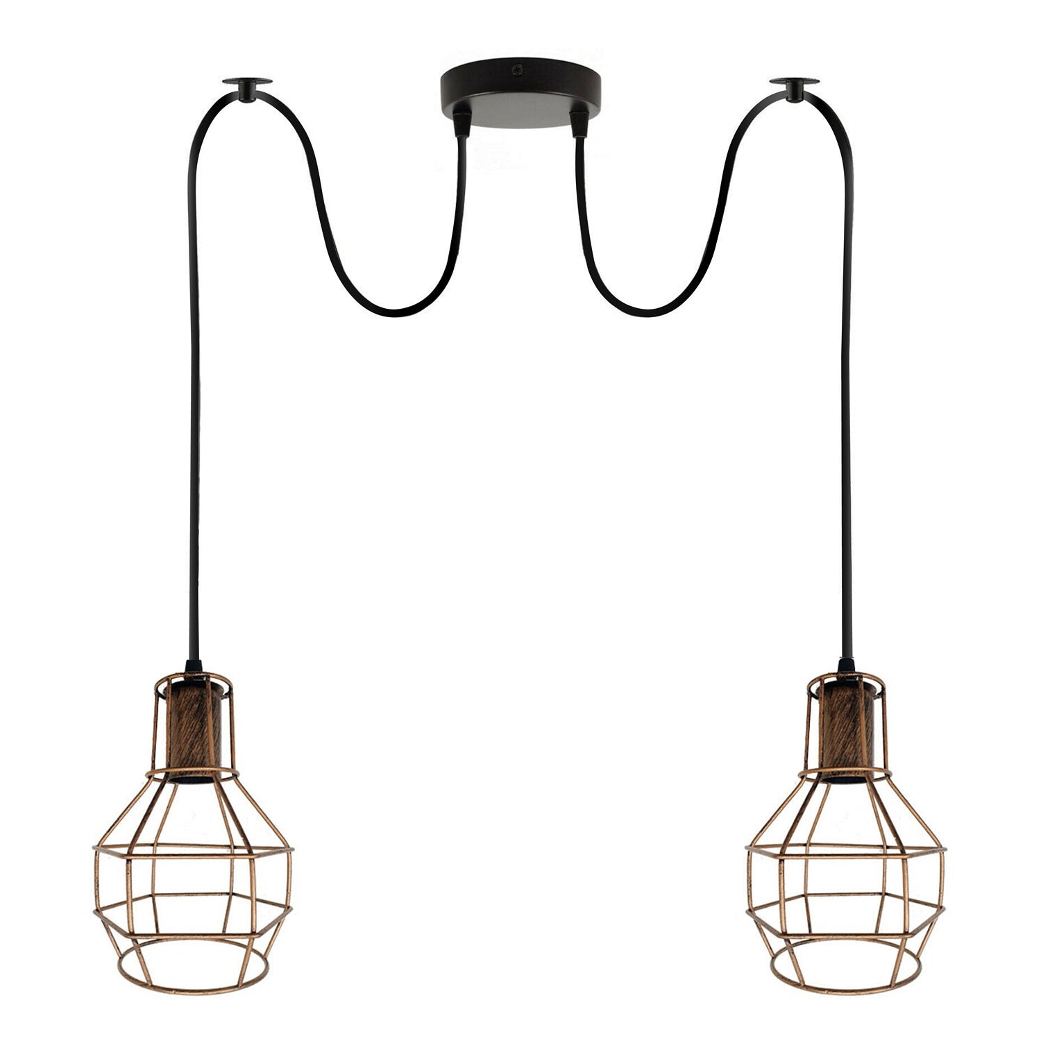 2 Way Black Hanging Chandelier Unique Industrial Spider Light