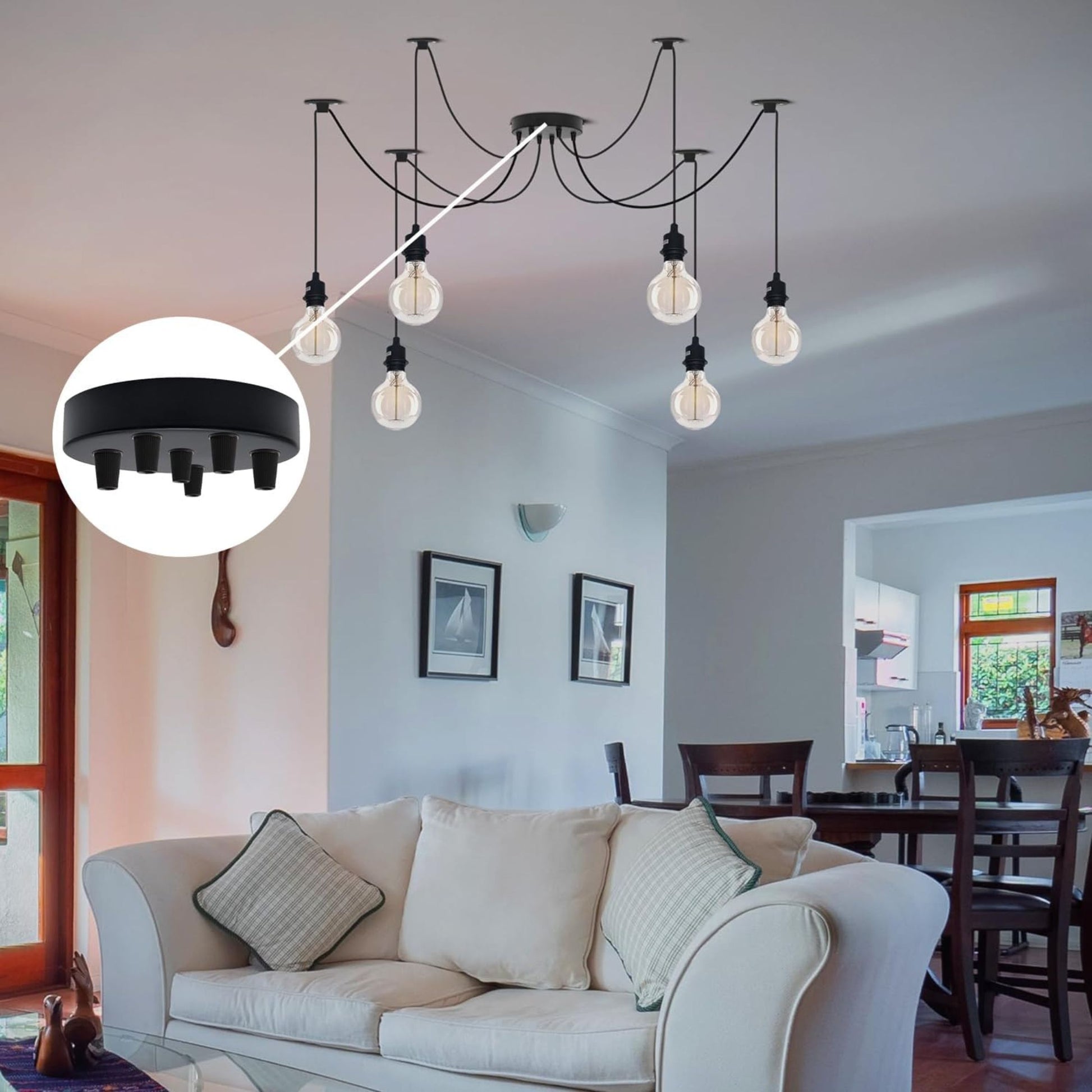 rosace plafond acier 120mm avec accessoires
