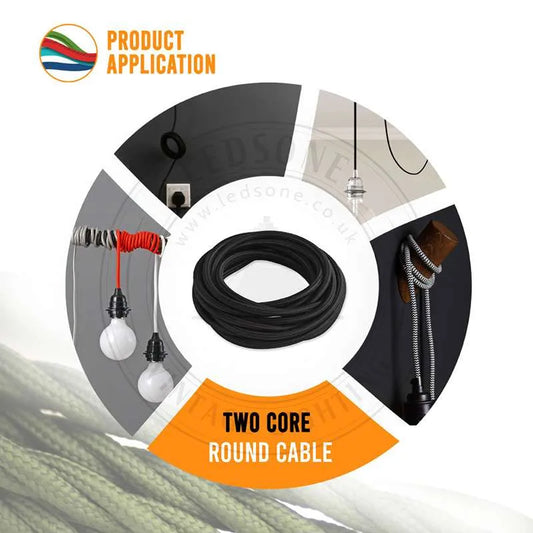 Câble flexible bordeaux en tissu tressé vintage rond à 2 conducteurs 0,75 mm ~ 4702