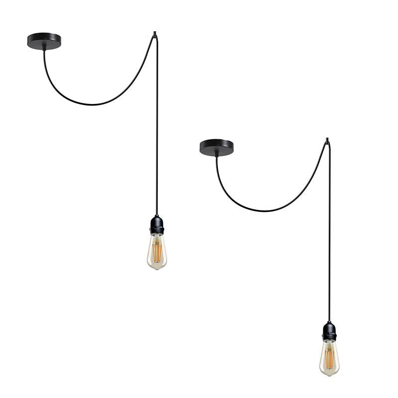 Vintage E27 Bulb Holder Suspension Light Fitting Ceiling 2m Hanging Pendant Light-2 Pack