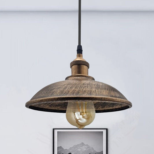 Vintage suspension abat-jour lampe en métal plafonniers abat-jour en métal brossé ~ 1307