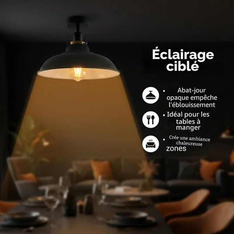 Luminaire plafonnier ancien style industriel
