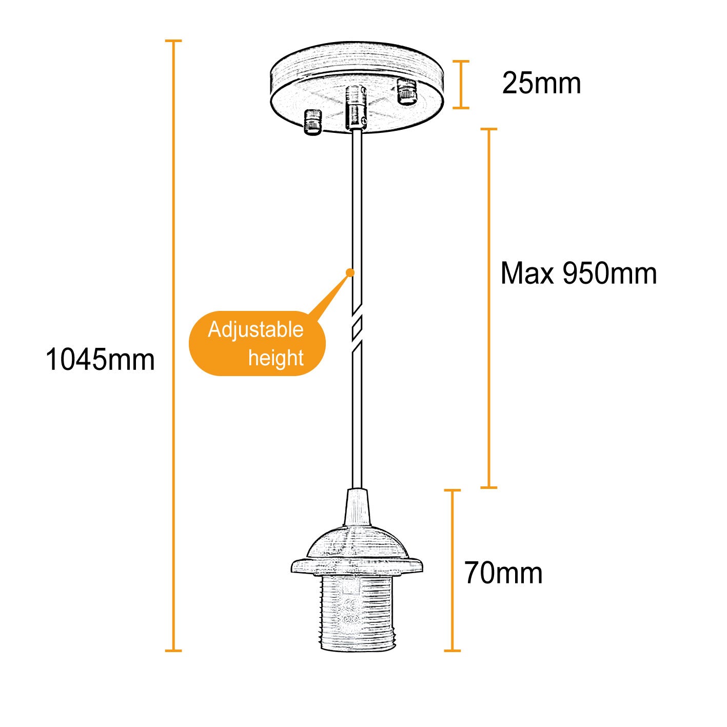 Green Brass E27 PVC Ceiling Rose Pendant Light