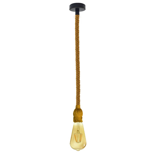 Lampe suspendue Vintage en corde de chanvre, luminaire décoratif de plafond, couleur jaune, ~ 4268