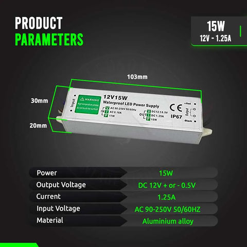 Transformateur LED à tension constante d'alimentation DC12V IP67 ~ 4490