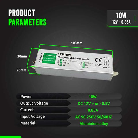 Transformateur LED à tension constante d'alimentation DC12V IP67 ~ 4490