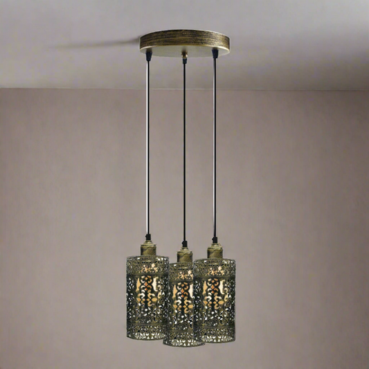 Lampe industrielle Vintage rétro à 3 voies, plafond rond, base e27, lampe en métal brossé ~ 3922