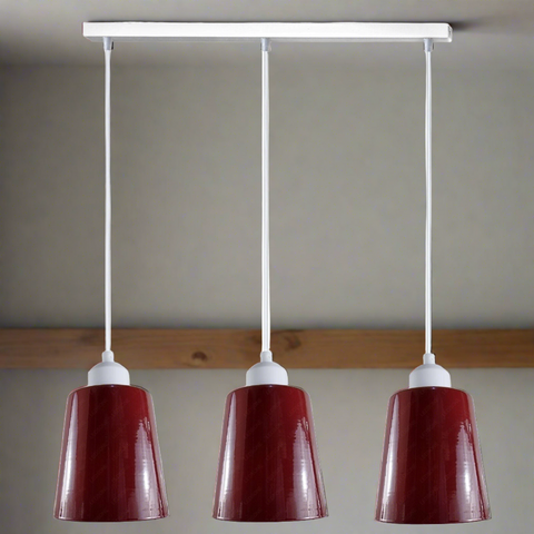 Lampe suspendue industrielle moderne rétro à 3 voies en forme de cloche rectangulaire, support E27 UK ~ 3963
