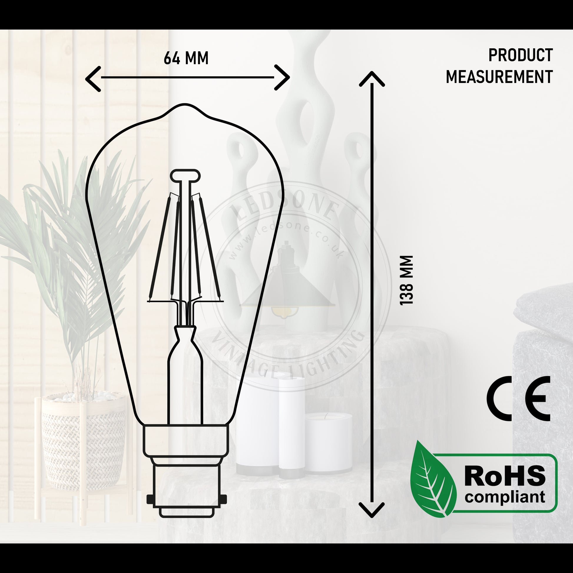 ST64 B22 4W Filament Retro Bulb1