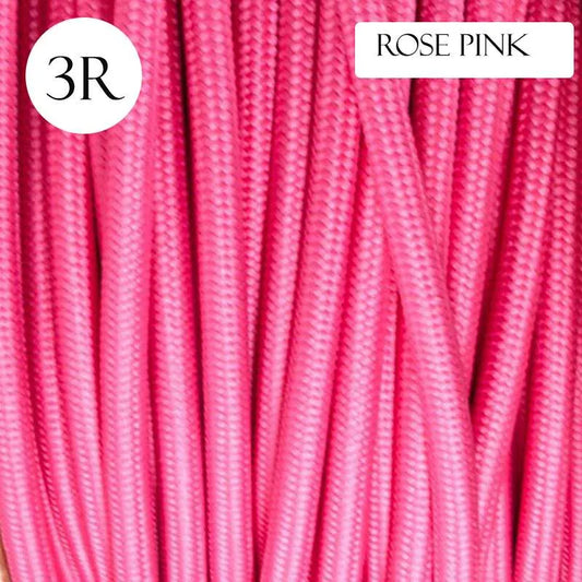 Câble rond en tissu Vintage à 3 conducteurs, câble flexible italien tressé Rose Rose, 0.75mm ~ 4543