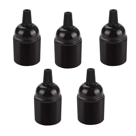 Support de douille suspendue pour ampoule E27, 5 paquets, vis, support de lampe en plastique noir ~ 4371