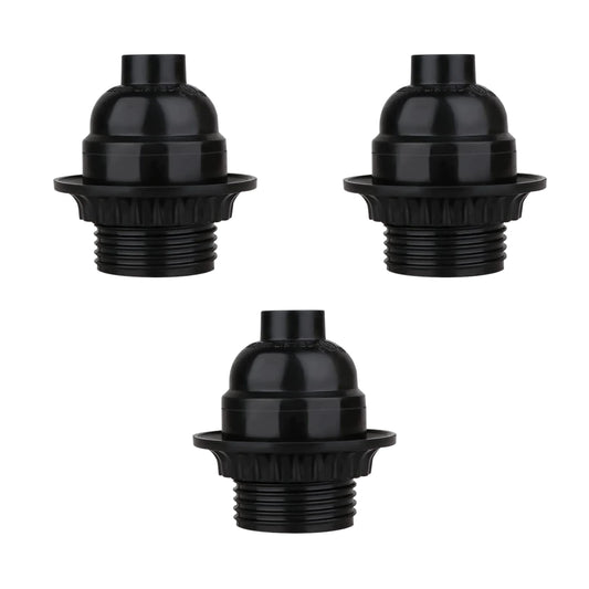 Support de douille suspendue pour ampoule E27, support de lampe à vis en plastique noir, paquet de 3 ~ 4389