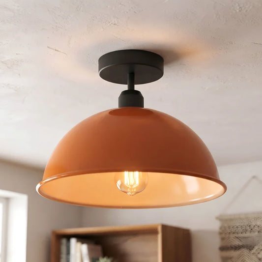 LEDSone Plafonnier Métal Vintage Dôme 30cm E27 | Luminaire Semi Encastré ~2271