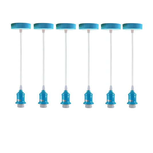 Paquet de 6 suspensions, abat-jour E27 lampe support bleu suspension, câble en PVC ~ 4272