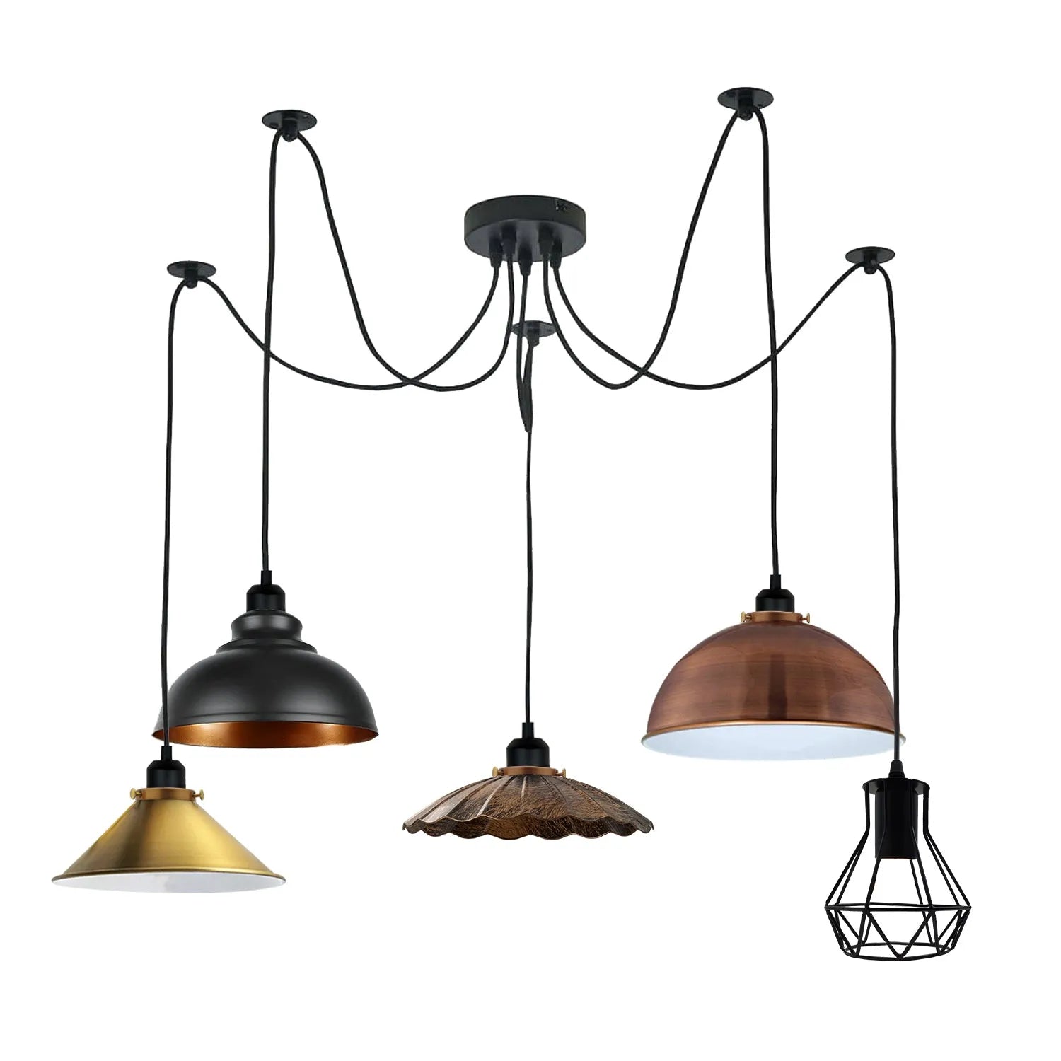 Lustre - QQMORA - OVN37453 - Blanc antique - 5 ampoules E14 - Métal