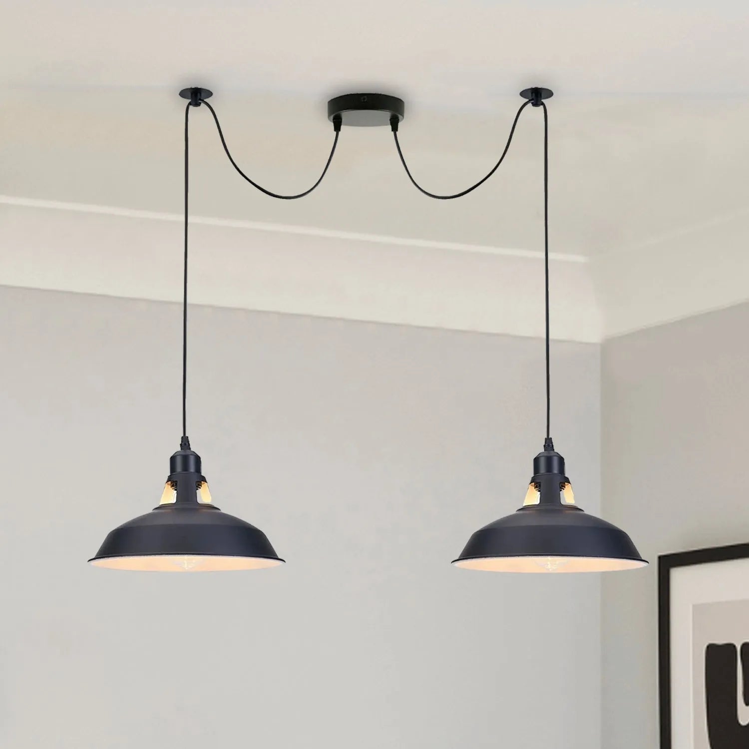 IDEGU E27 Suspension Luminaire Industrielle Retro Noir Lampe Plafonnier Style Vintage en Cage Diamant Métal pour Salon Chambre - Maison IDEGU E27 Suspension Luminaire Industrielle Retro Noir Lampe Plafonnier Style Vintage en Cage Diamant Métal pour Salon Chambre - Maison