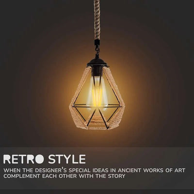 Suspension industrielle loft rétro vintage corde chanvre ~1548