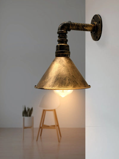 Applique Murale Industrielle Steampunk LEDSone – Métal avec Abat-jour Conique ~1795