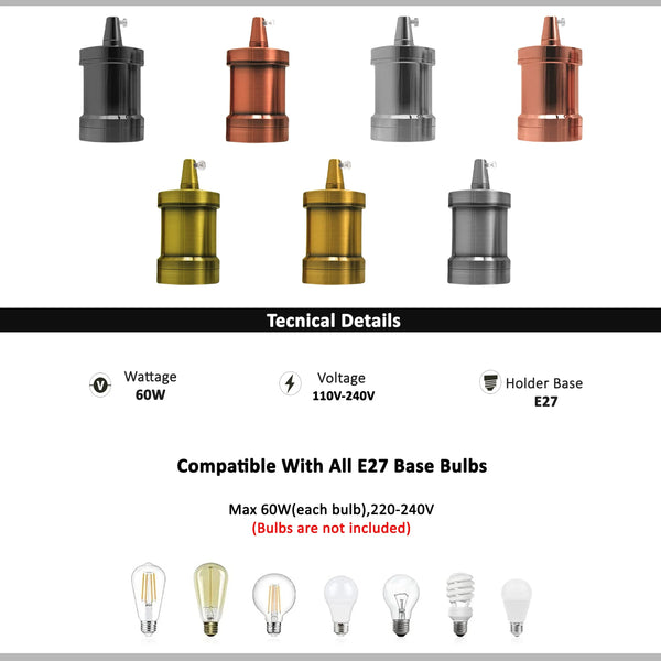 Élégant support de suspension de cuisine E27 choisissez votre couleur