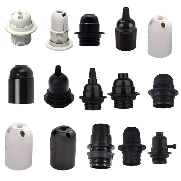 Black/White E27, E14 Vintage Industrial Lamp Holder Pack